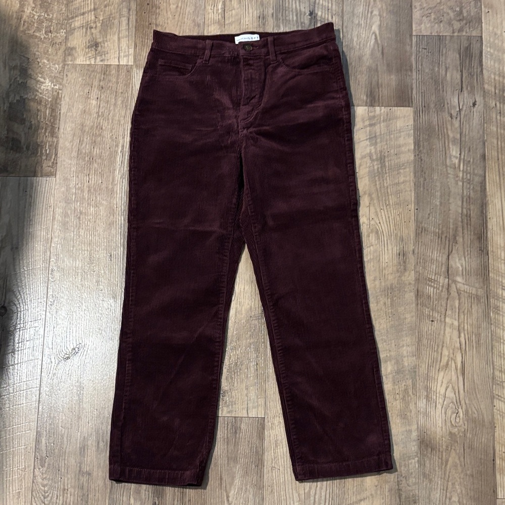 LOFT Women's Burgundy Straight Leg Pants
